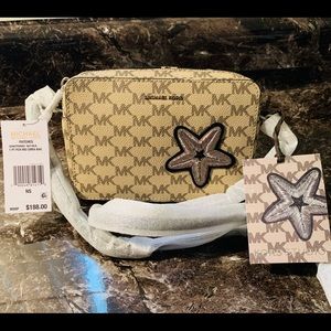 Michael Kors Patches Crossbody/Camera Bag: Natural/Black: NWT